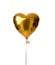 Single big gold heart metallic balloon for birthday party isolated