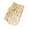 Single bitten mexican nacho chip isolated on a white background