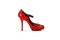 Single black and red stiletto high heel shoe