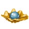 Single blue pearls in a Golden shell, vector image