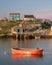 SIngle boat in colorful Peggy`s Cove