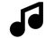A single bold dark black music musical note notation symbol white backdrop