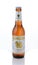 A single bottle of Singha Beer. Produced by Boon Rawd Brewery it is the only brewery permitted to display the royal Garuda on the