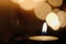 Single candle with beautiful diagonal bokeh