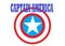 A single Captain America shield with the world Captain America directly above white backdrop