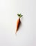 A single carrot on a white surface. AI generative image.