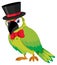 Single character of green parrot on white background