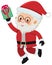 Single character of happy Santa on white background