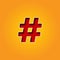 Single Character hashtag Sign Font in Orange and Yellow color Alphabet