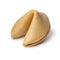 Single Chinese fortune cookie on white background