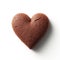 Single chocolate heart cookie. Flat lay. AI generated