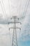 Single-circuit three-phase power transmission steel lattice tower or electricity pylon