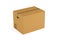 Single closed  brown cardboard moving storage box over white background  moving day concept