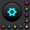 Single cogwheel dark push buttons with color icons