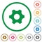 Single cogwheel flat icons with outlines