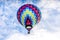 Single, colorful  hot-air balloon high in the sky