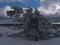 Single coniferous pine tree with frozen branches in deep snow near Schliffkopf peak, Germany in Black Forest.