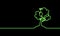 Single continuous line art growing sprout. Green neon light banner. Plant leaves seed grow soil seedling eco natural