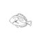 Single continuous line drawing of adorable blue tang fish for marine company logo identity. exotic surgeonfish mascot concept for