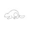 Single continuous line drawing of adorable river beaver for logo identity. Cute animal rodent mammal mascot concept for national