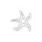 Single continuous line drawing of adorable sea star for nautical logo identity. Starfish animal mascot concept for beach ornament