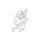 Single continuous line drawing of adorable tarsier for company logo identity. Tiny monkey animal mascot concept for national