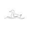 Single continuous line drawing of adorable white duck for company business logo identity. Little cute swan mascot concept for