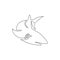 Single continuous line drawing of aggressive shark for nature adventure company logo identity. Wildlife sea fish animal concept