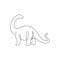 Single continuous line drawing of animal for logo identity. Prehistoric animal mascot concept for dinosaurs theme amusement park