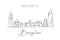 Single continuous line drawing Bangalore city skyline, India. Famous city scraper and landscape home decor wall art poster print.