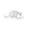 Single continuous line drawing of beauty armadillo for company logo identity. Armoured body mammal mascot concept for national