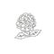 Single continuous line drawing of beauty fresh lantana for garden logo. Decorative shrub verbena flower concept for home wall