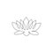 Single continuous line drawing of beauty fresh lotus for salon relaxation therapy business logo. Decorative water lily flower