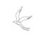 Single continuous line drawing of beauty swallow for company logo identity. Adorable bird mascot concept for swallow nest farm