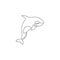 Single continuous line drawing of big adorable orca for company logo identity. Endangered whale mascot concept for national fish