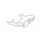 Single continuous line drawing of big adorable orca for company logo identity. Killer whale mascot concept for scuba diving lover