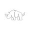 Single continuous line drawing of big African rhinoceros for conservation national park. Big African rhino animal mascot concept