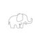 Single continuous line drawing of big cute elephant business logo identity. African safari icon concept. Modern one line draw