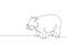 Single continuous line drawing big cute hippopotamus for company logo identity. Huge wild hippo animal mascot concept for national