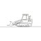 Single continuous line drawing of bulldozer for road repair, business commercial vehicle. Heavy backhoe construction machines