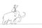 Single continuous line drawing businessman riding huge dangerous mammoth. Professional entrepreneur male character fight with