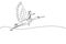 Single continuous line drawing businessman riding stork symbol of success. Business metaphor concept, looking at the goal,