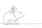Single continuous line drawing businesswoman rides on bear in stock market trading concept. stock market analysis, business and
