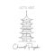 Single continuous line drawing Chureito Pagoda landmark. Beautiful famous place in Fujiyoshida, Japan. World travel tour wall