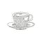 Single continuous line drawing coffee cup for latte, espresso, cappuccino. Hot coffee ready to drink for breakfast in the morning