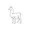 Single continuous line drawing of cute alpaca for company logo identity. Mountain llama mascot concept for national conservation