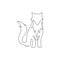 Single continuous line drawing of cute fox corporate logo identity. Mammals zoo animal icon concept. Dynamic one line vector draw
