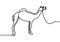 Single continuous line drawing of desert Arabic camel for logo identity. Cute dromedary animal concept for national zoo icon. One