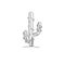 Single continuous line drawing of dry tropical thorny cactus plant. Printable decorative cacti houseplant concept for home wall