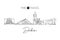 Single continuous line drawing of Dublin city skyline, Republic of Ireland. Famous landscape. World travel concept home wall decor